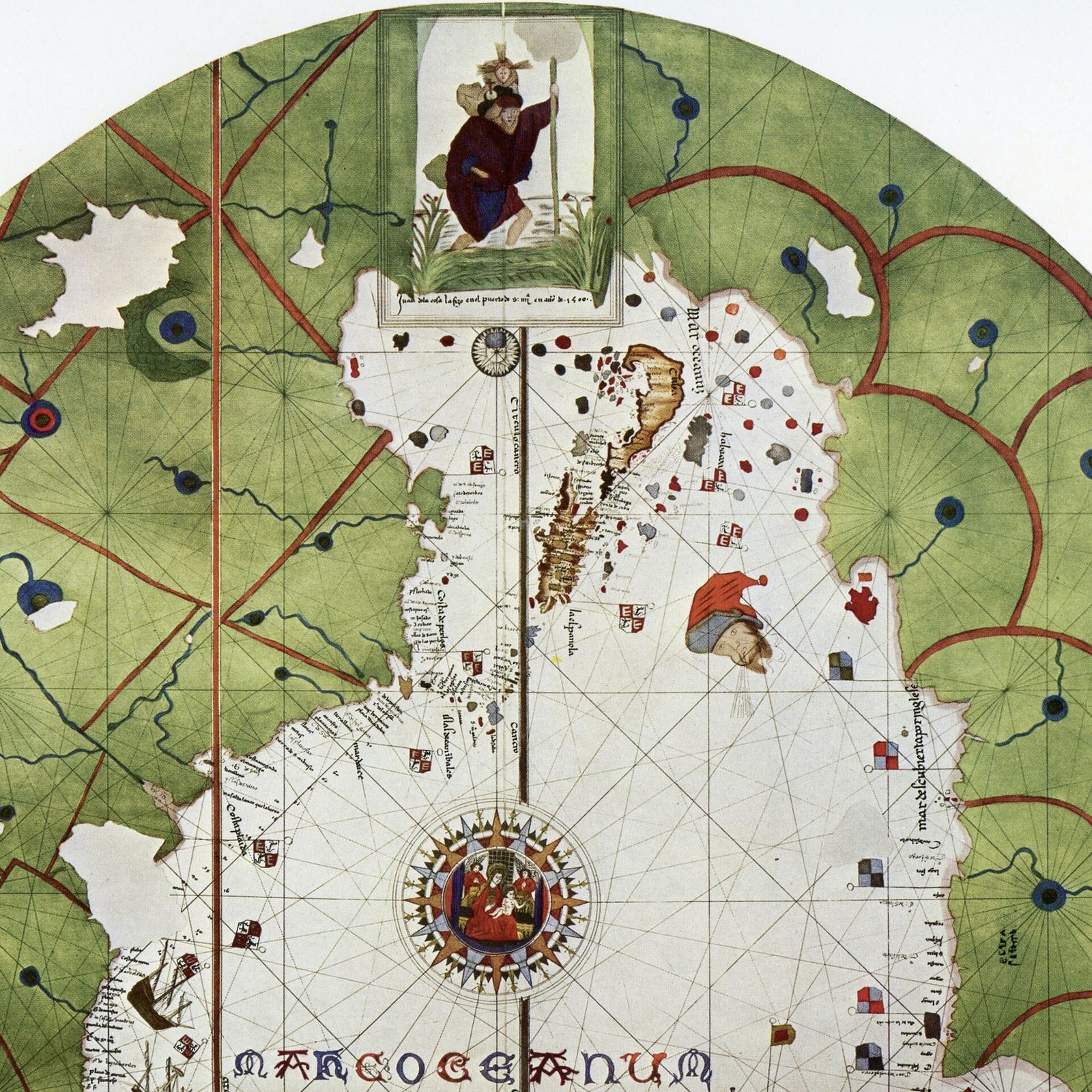 Роза ветров с карты Хуана де ла Косы, 1500 год